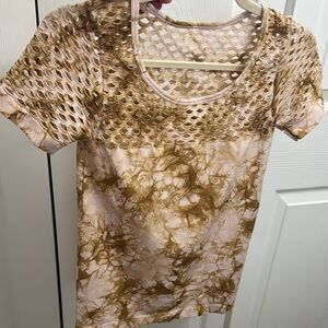 Tie-Dye Mesh Top in Brown and Cream